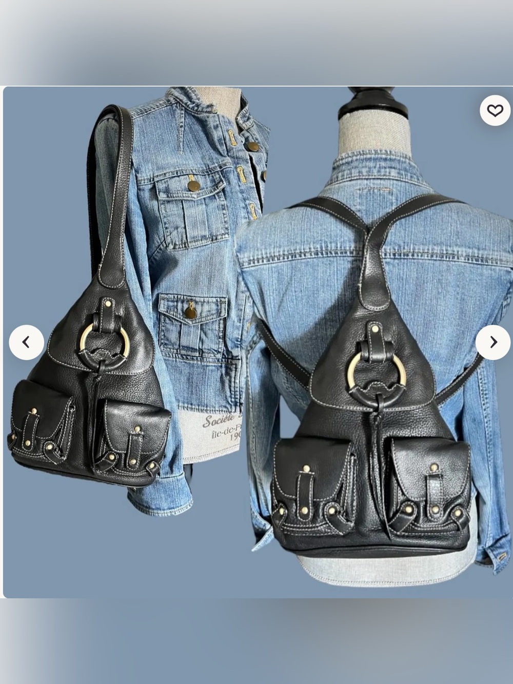 ❤️Jones New York Pebbled Leather Convertible Backpack Sling Purse, teal, EUC